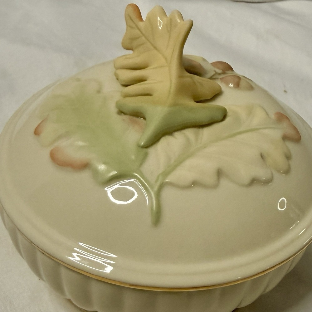Lenox Autumn Leaves Candy Trinket Dish With Lid Acorn Maple Thanksgiving Decor